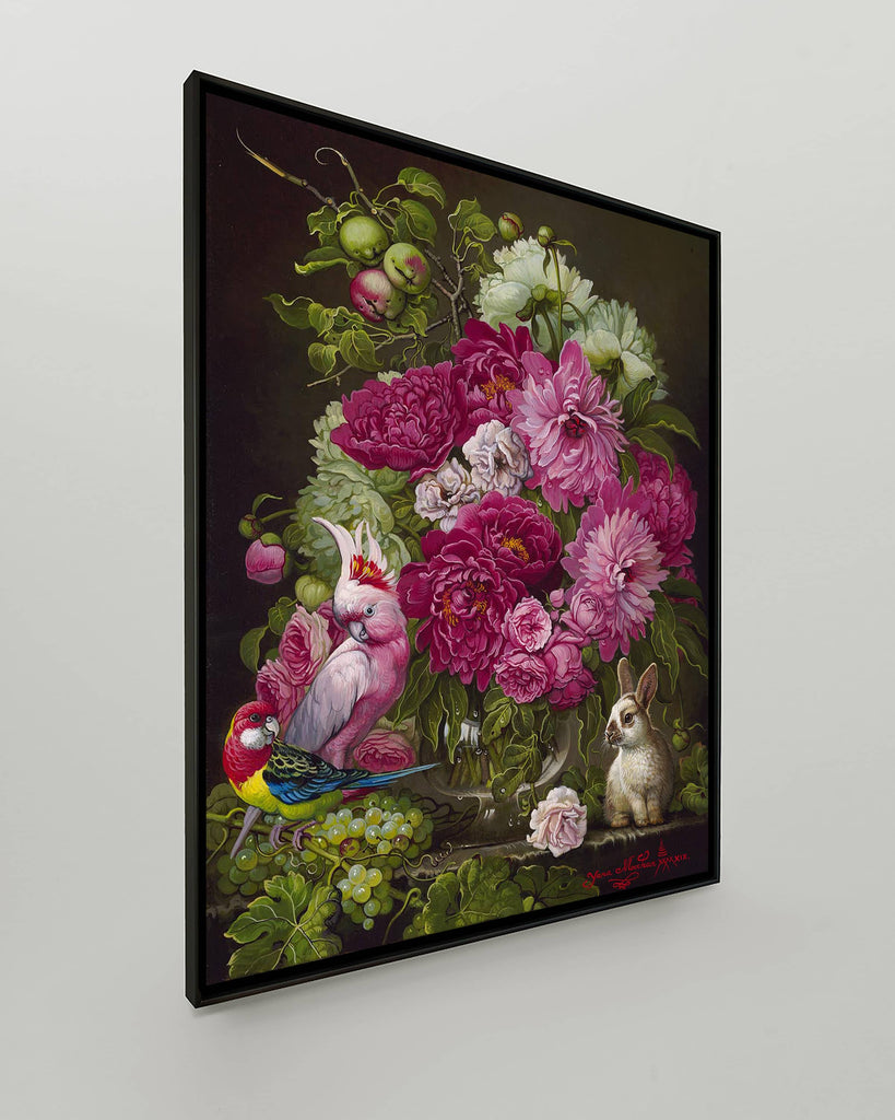 Yana Movchan Limited Edition Floral with Bunny Giclee Wall Art