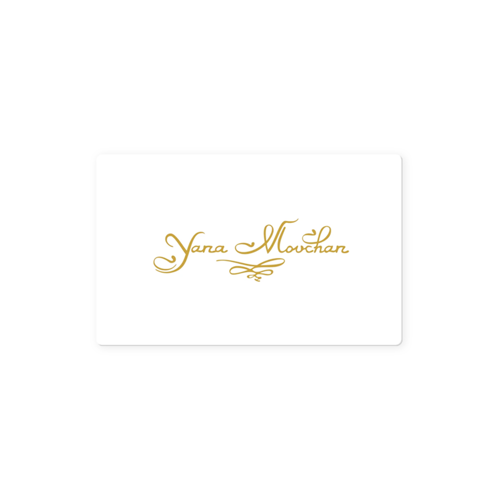 Yanacouture elegant gold logo on white rectangular card with stylized script and decorative flourishes.